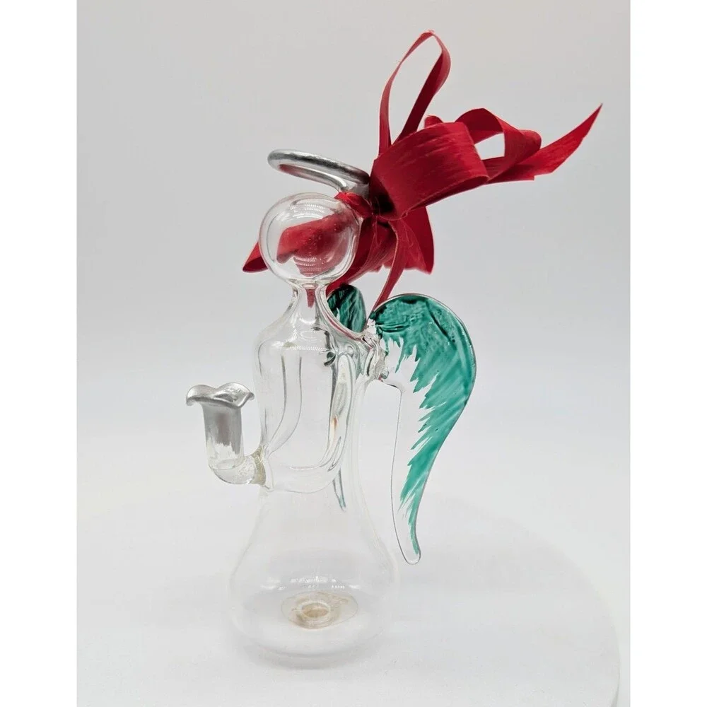 Vtg Soffieria Parise Hand Blown Glass Christmas Angel Candle Holder Italy